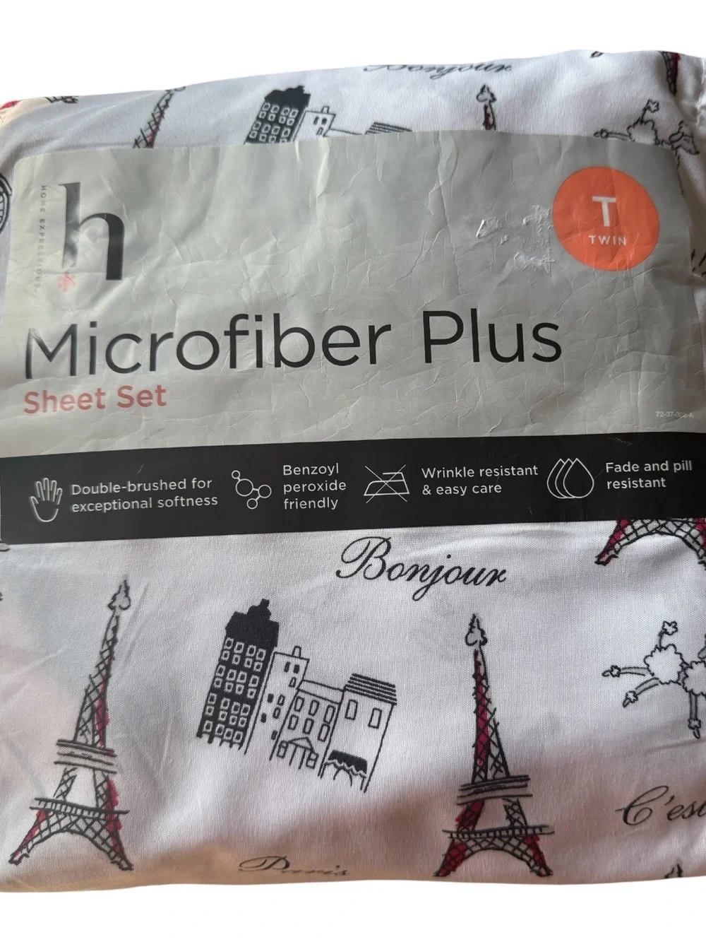 Home Expressions Paris Eiffel Tower Twin Sheet Sets Lot of 2 Dorm Bedding